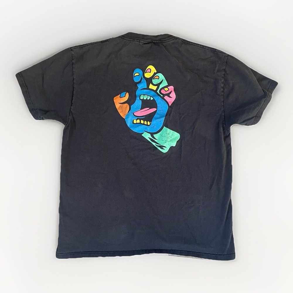 Santa Cruz Men T-shirt Large Black Screaming Hand Colorblock Crew Neck‎ Tee READ